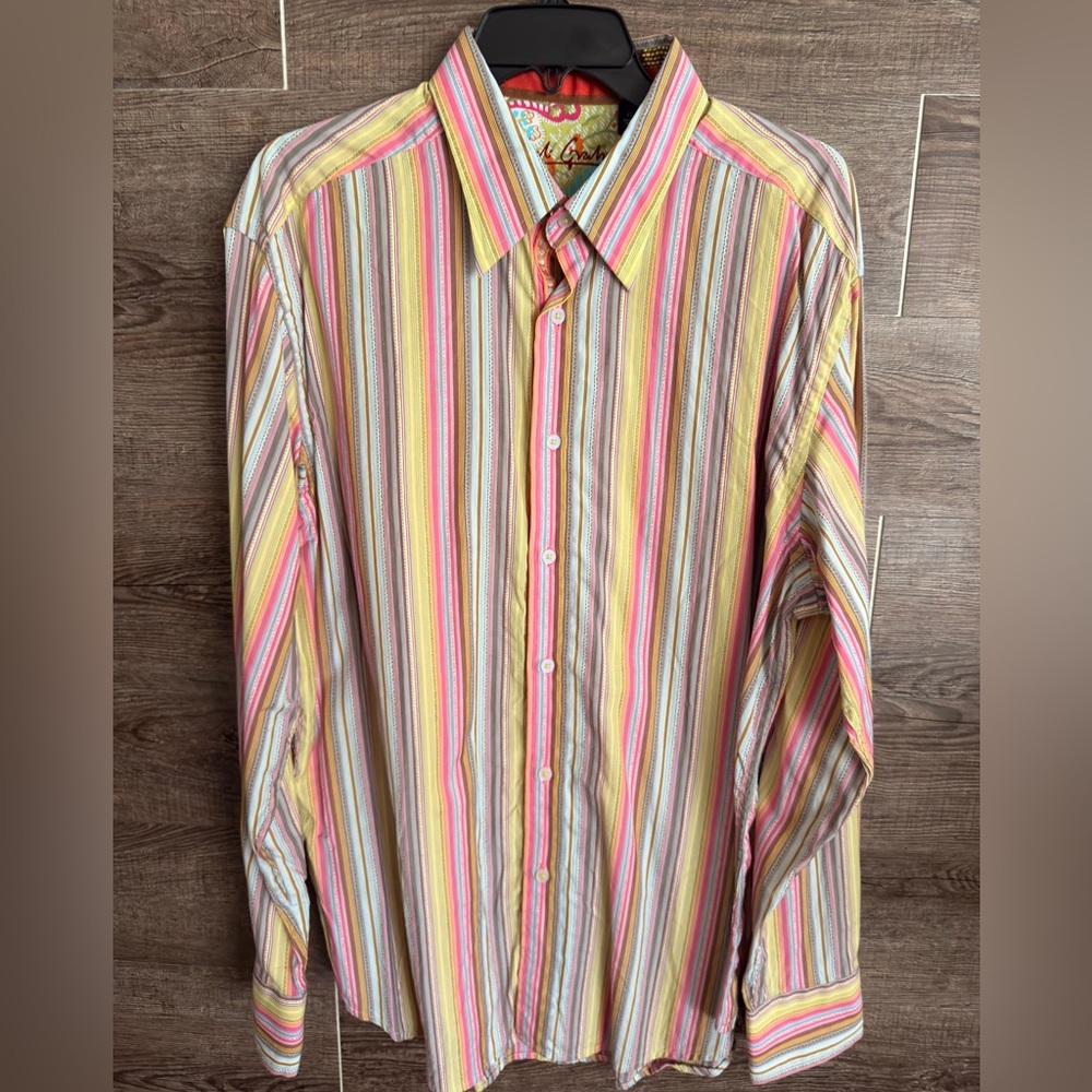 Robert Graham Multicolor Striped Men's Shirt EUC